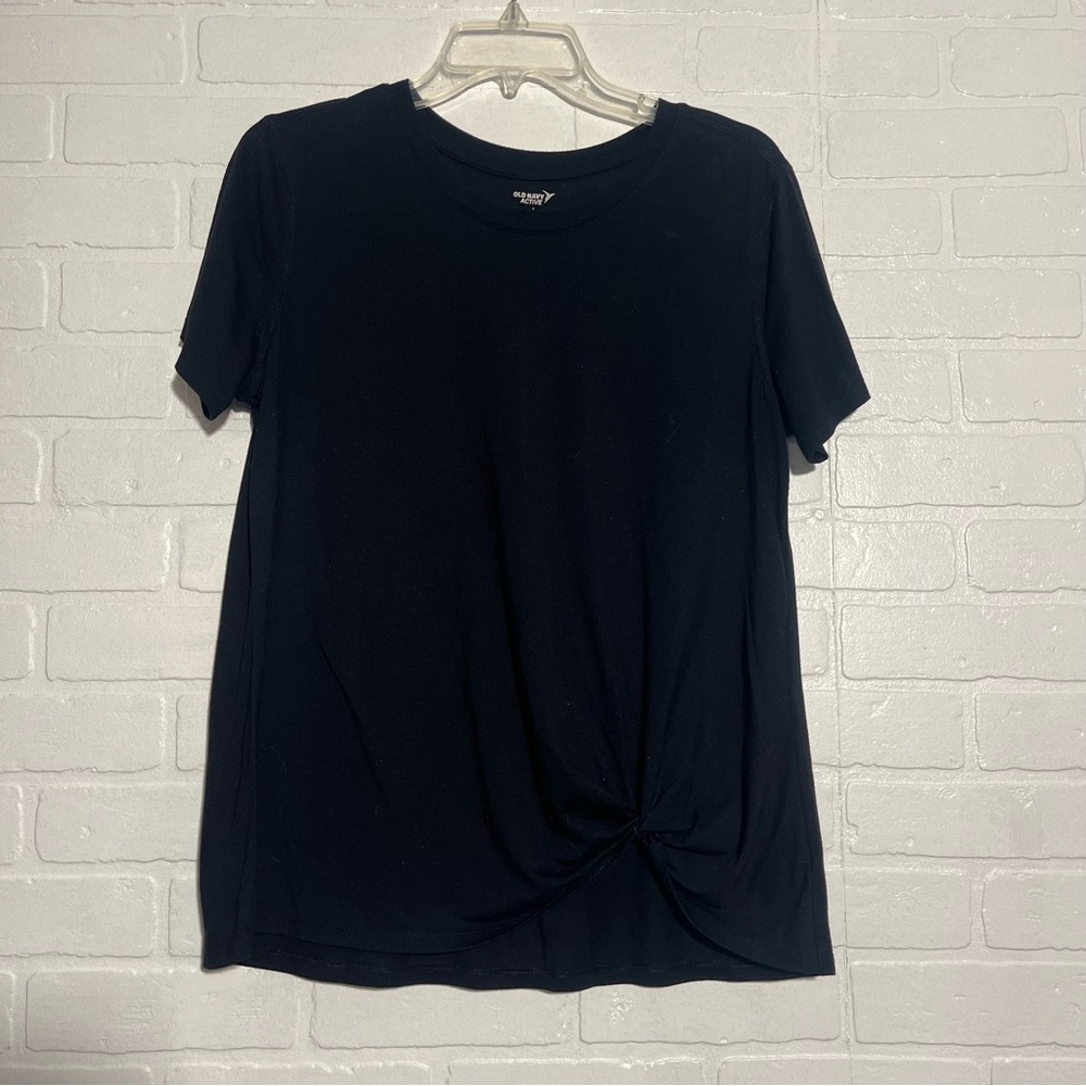 Old Navy Active Womens Workout Shirt Black Short Sleeve Athletic Top Casual LG